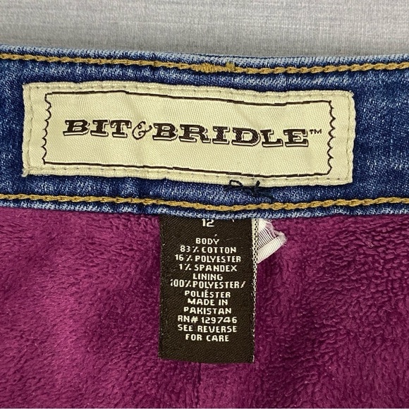Bit & Bridle Fleece Lined Jeans Sz 12 Mid Rise Straight Leg - Picture 10 of 10